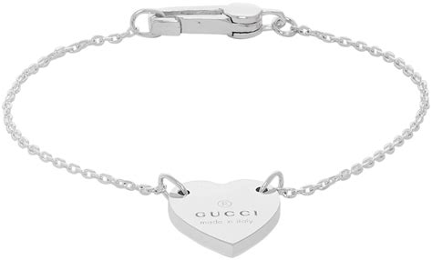 gucci charm bracelet silver|heart bracelet with gucci trademark.